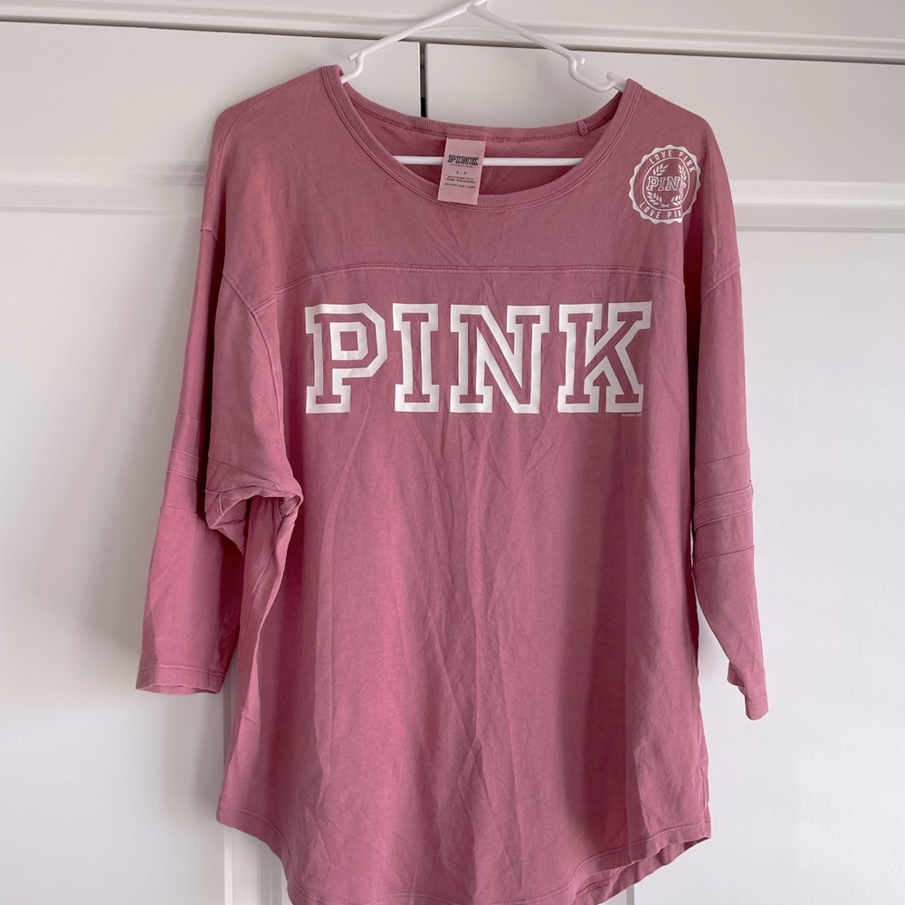 PINK blush varsity long sleeve shirt